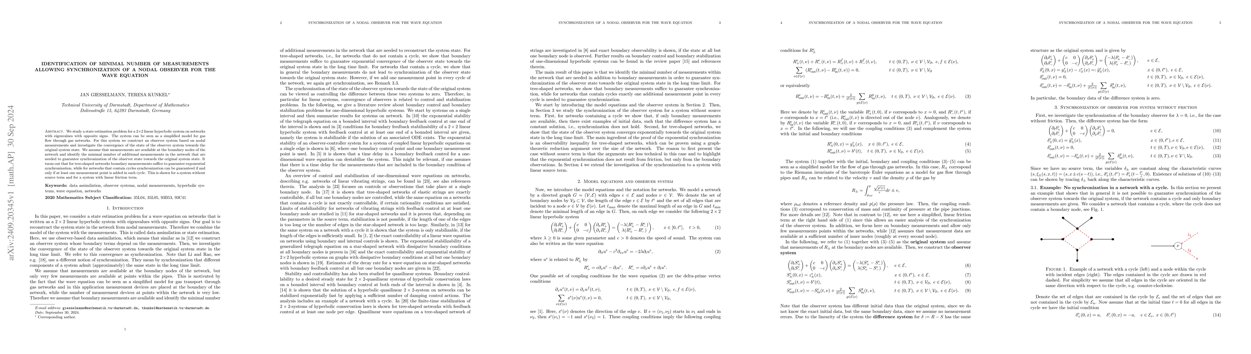Thumbnail for Identification of minimal number of measurements allowing
  synchronization of a nodal observer for the wave equation