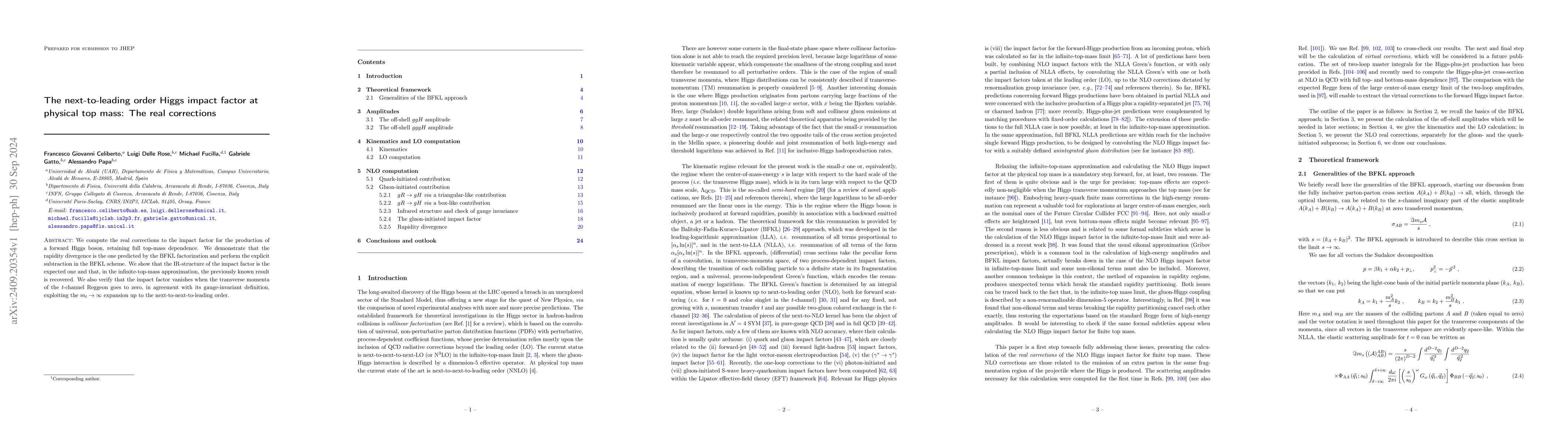 Thumbnail for The next-to-leading order Higgs impact factor at physical top mass: The
  real corrections
