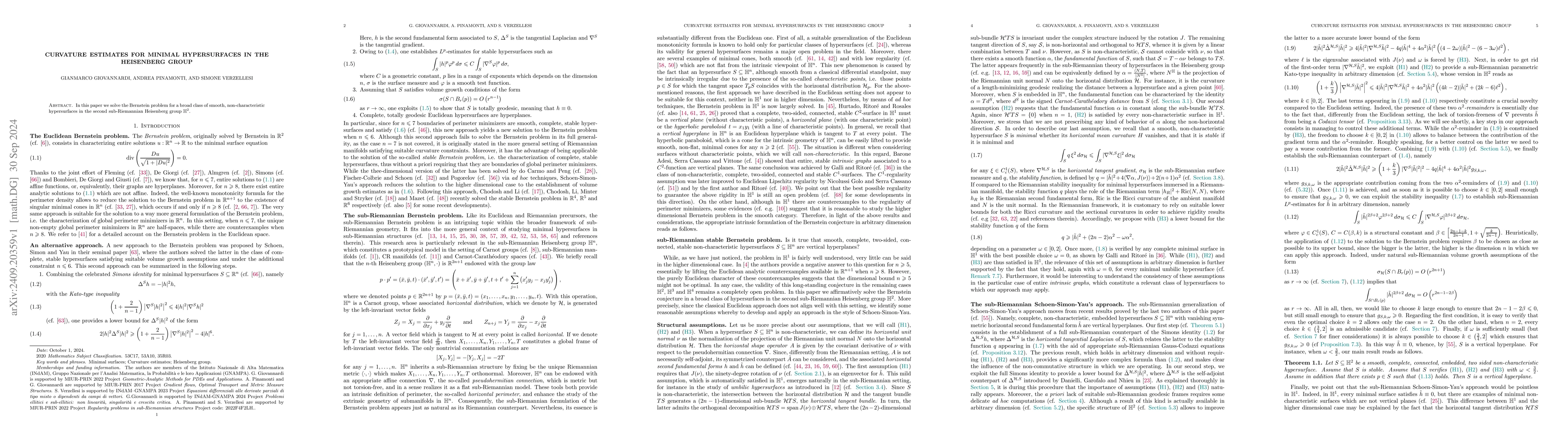 Thumbnail for Curvature estimates for minimal hypersurfaces in the Heisenberg group