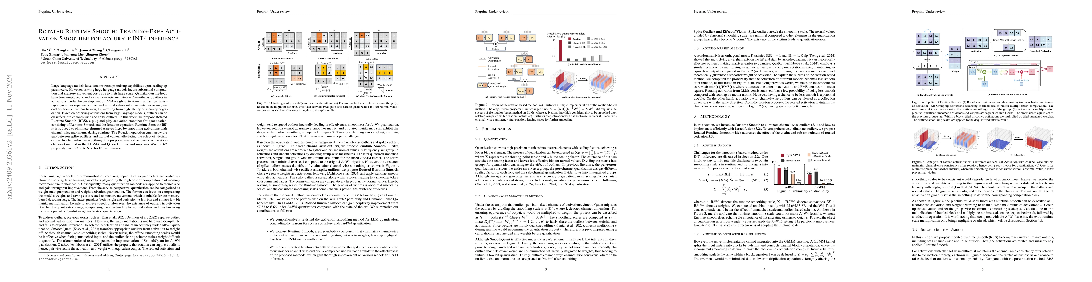 Thumbnail for Rotated Runtime Smooth: Training-Free Activation Smoother for accurate
  INT4 inference