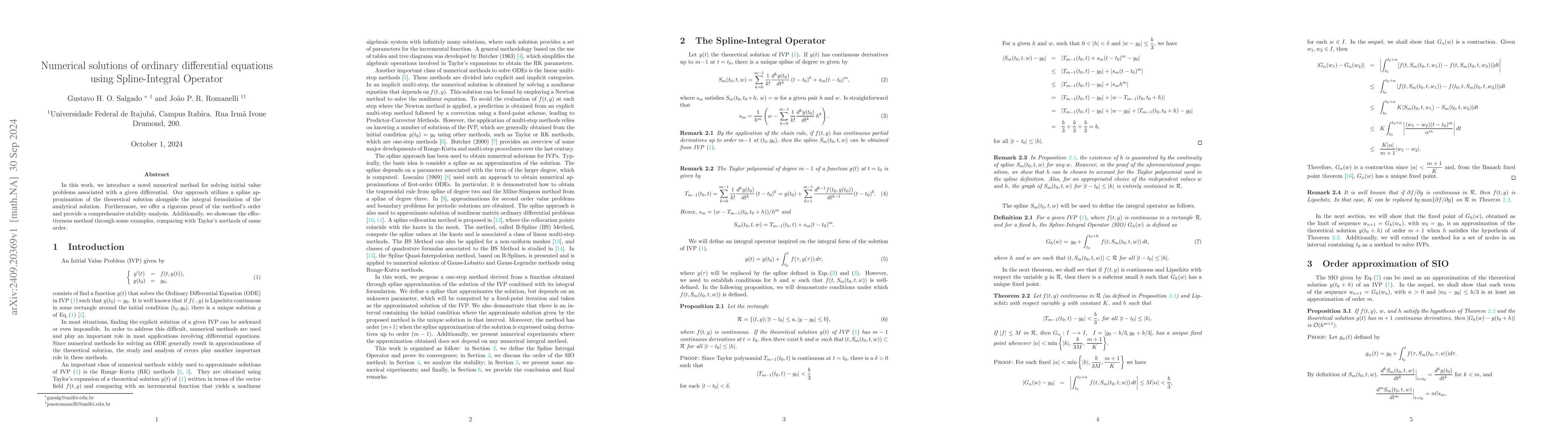 Thumbnail for Numerical solutions of ordinary differential equations using
  Spline-Integral Operator