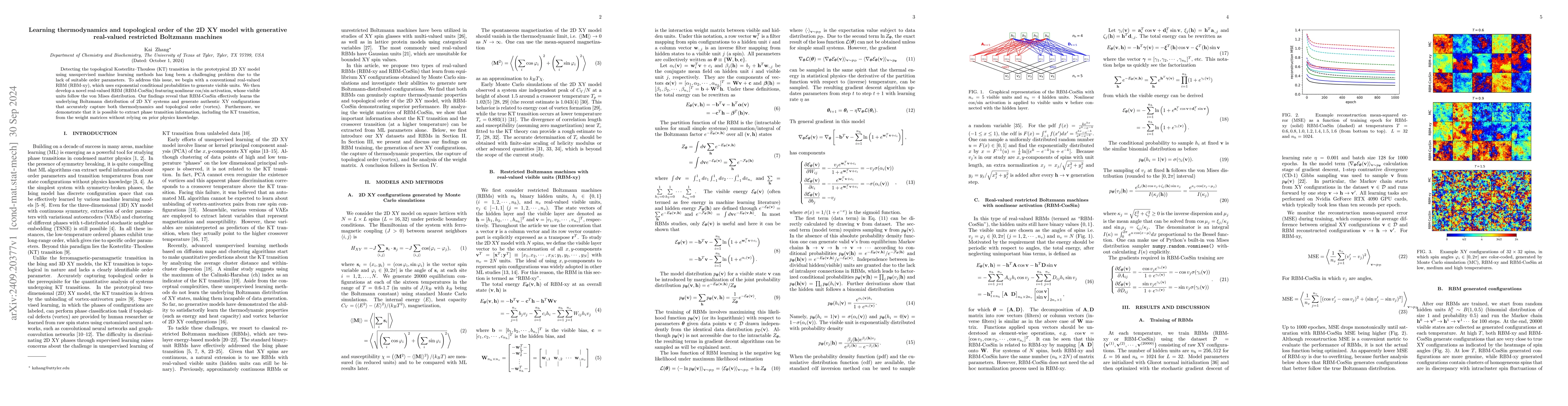 Thumbnail for Learning thermodynamics and topological order of the 2D XY model with
  generative real-valued restricted Boltzmann machines