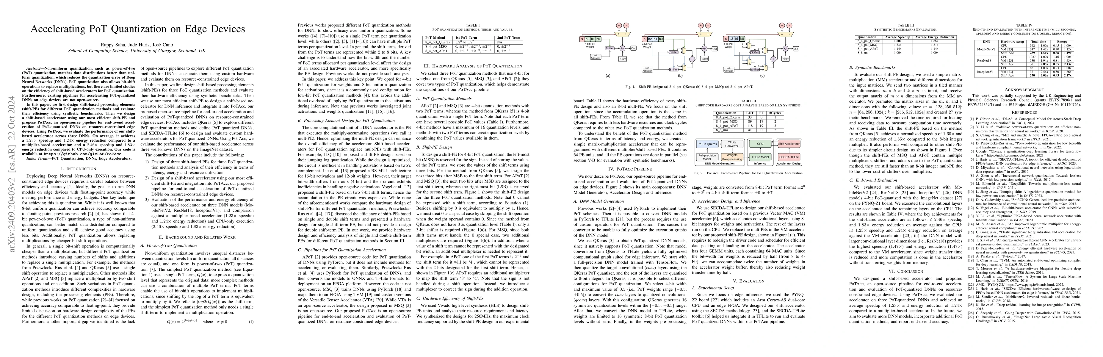 Thumbnail for Accelerating PoT Quantization on Edge Devices