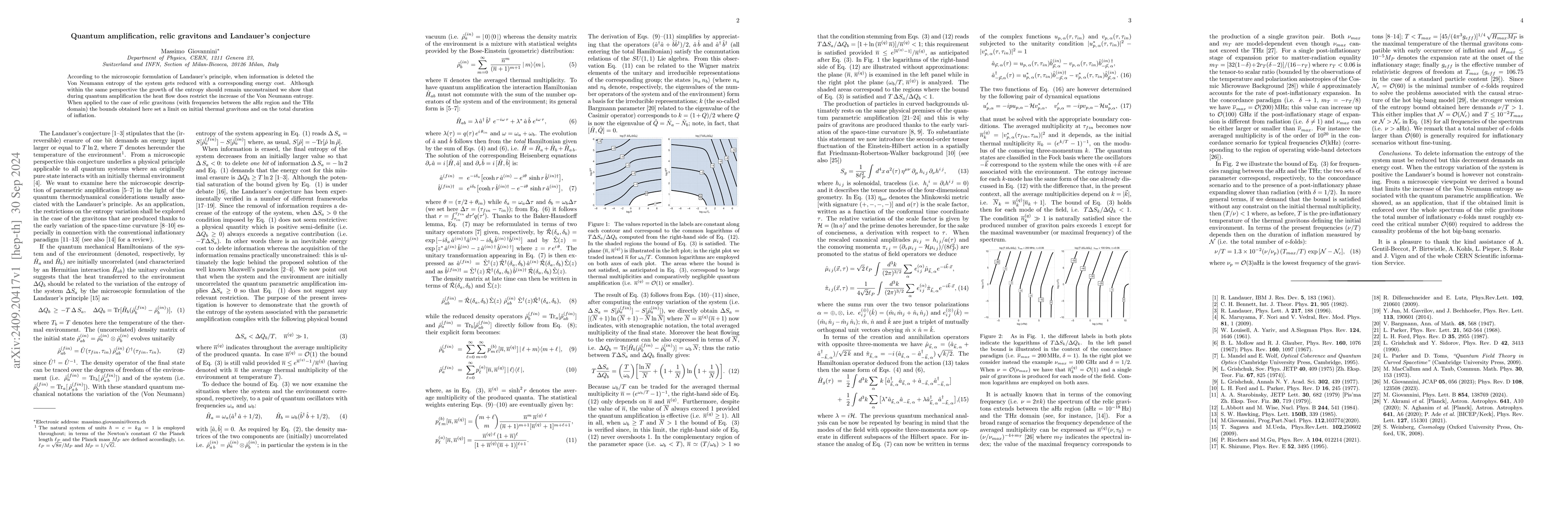 Thumbnail for Quantum amplification, relic gravitons and Landauer's conjecture