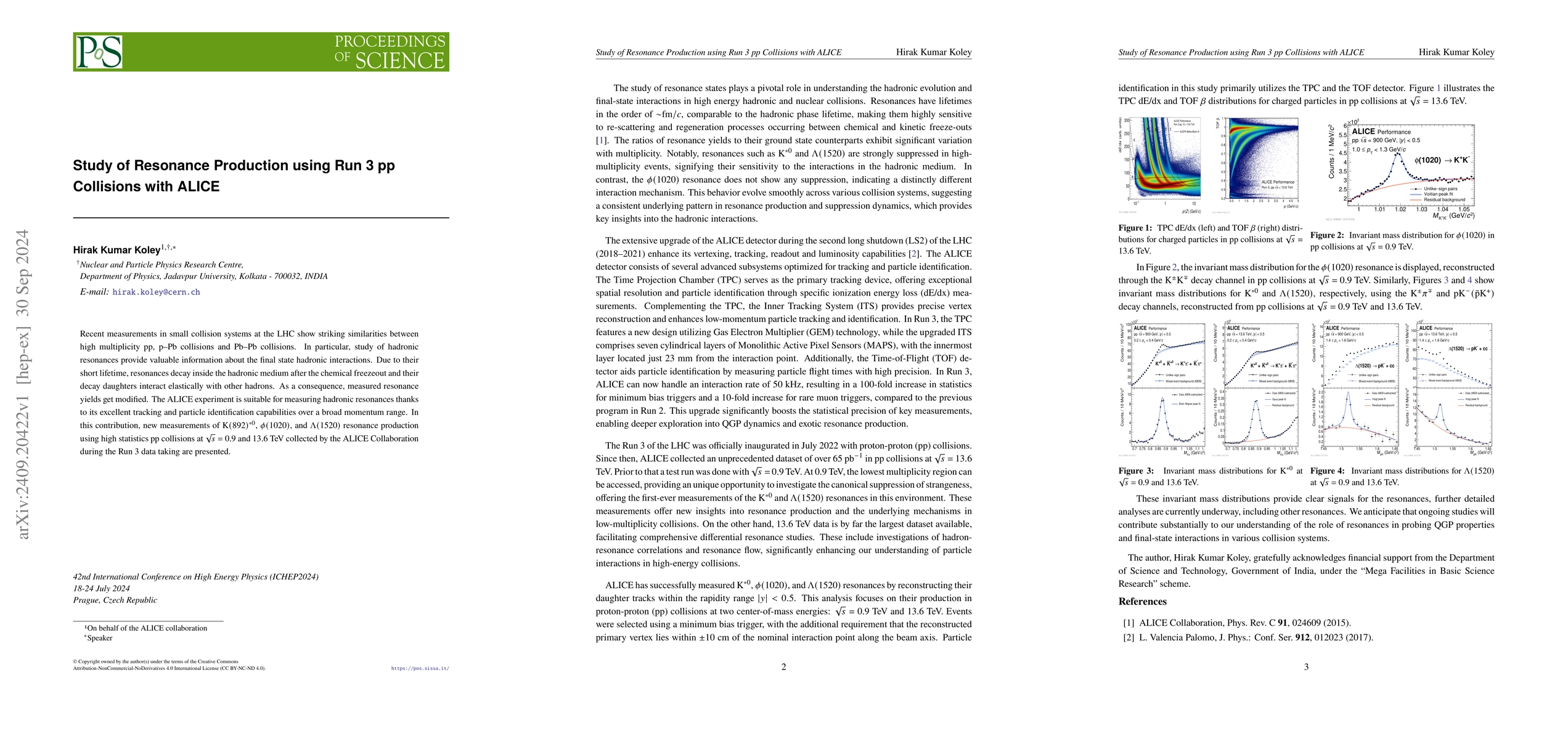 Thumbnail for Study of Resonance Production using Run 3 pp Collisions with ALICE