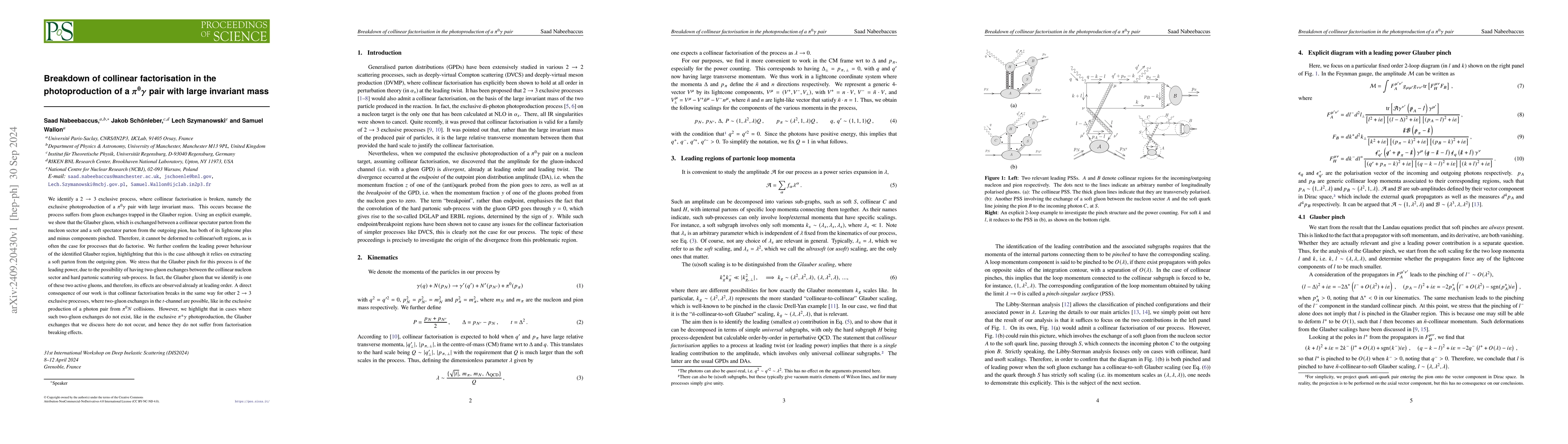 Thumbnail for Breakdown of collinear factorisation in the photoproduction of a $ π
  ^{0}γ$ pair with large invariant mass