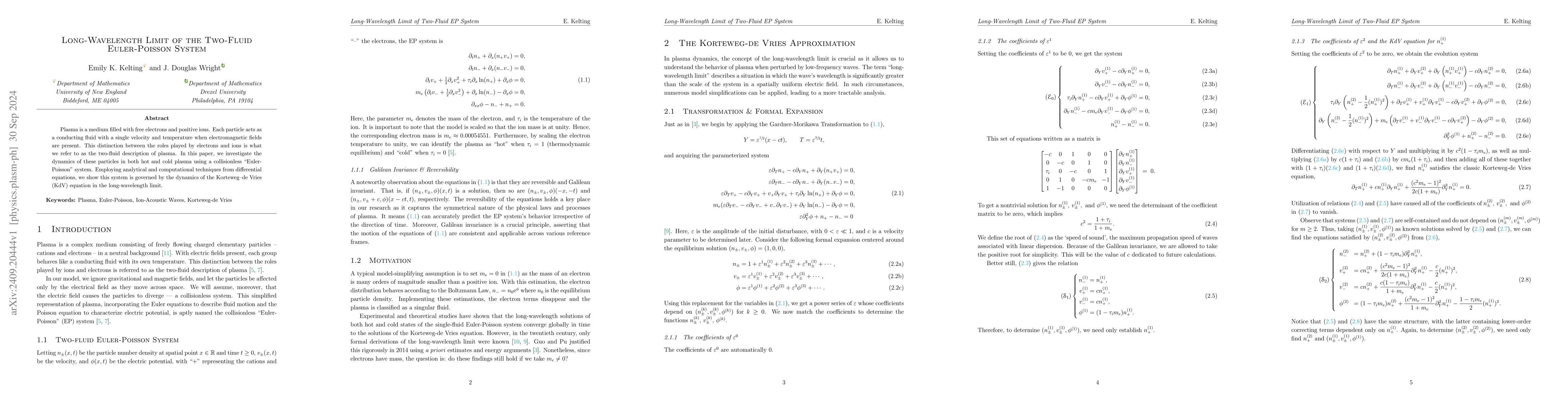 Thumbnail for Long-Wavelength Limit of the Two-Fluid Euler-Poisson System