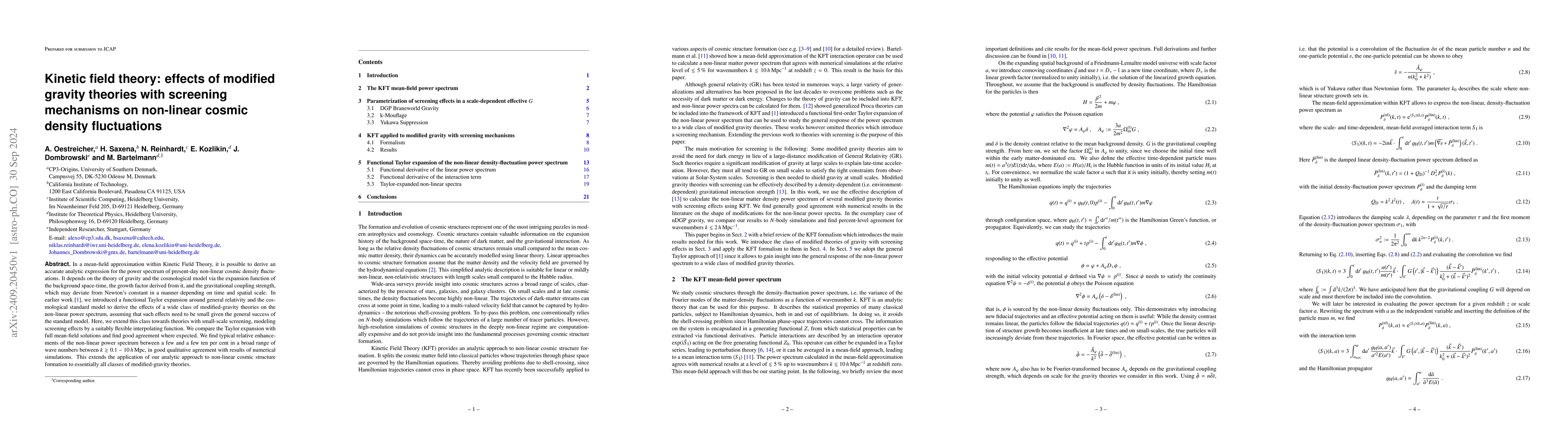 Thumbnail for Kinetic field theory: effects of modified gravity theories with
  screening mechanisms on non-linear cosmic density fluctuations