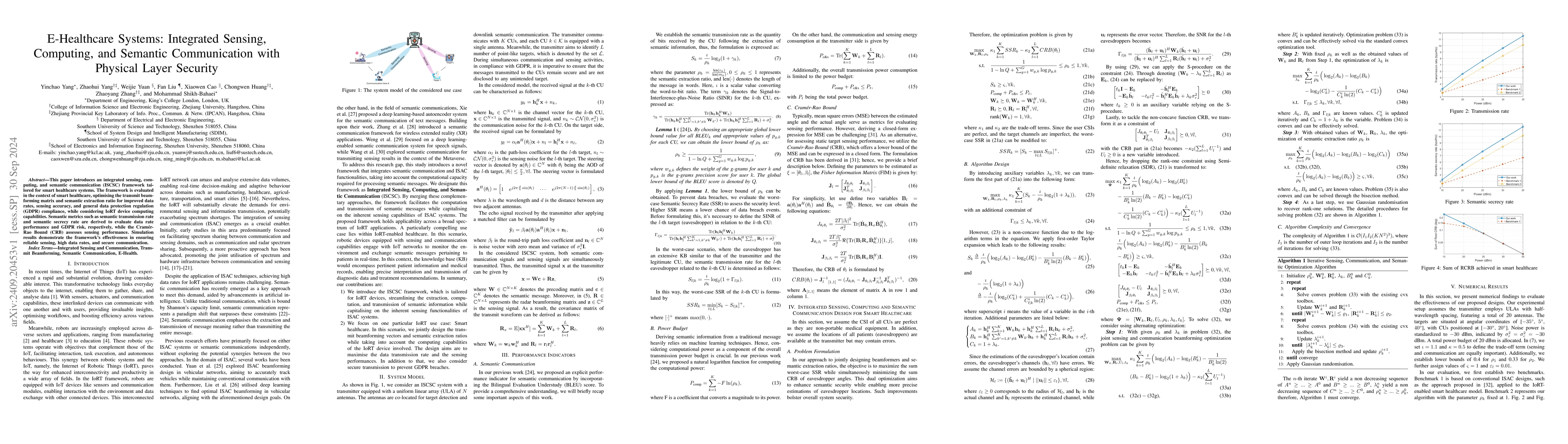 Thumbnail for E-Healthcare Systems: Integrated Sensing, Computing, and Semantic
  Communication with Physical Layer Security