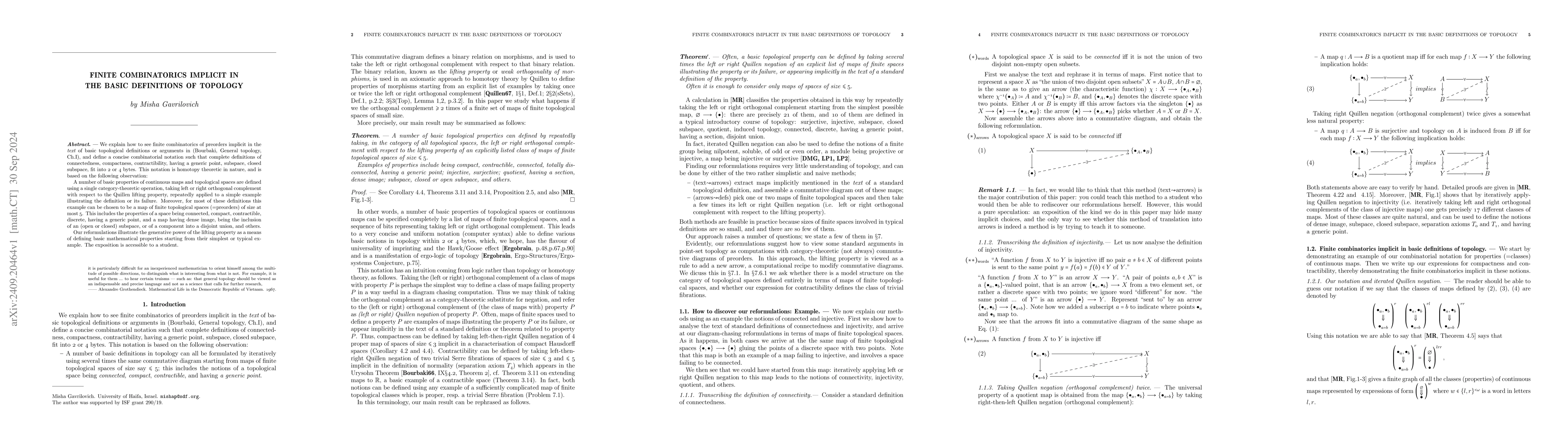 Thumbnail for Finite combinatorics implicit in the basic definitions of topology