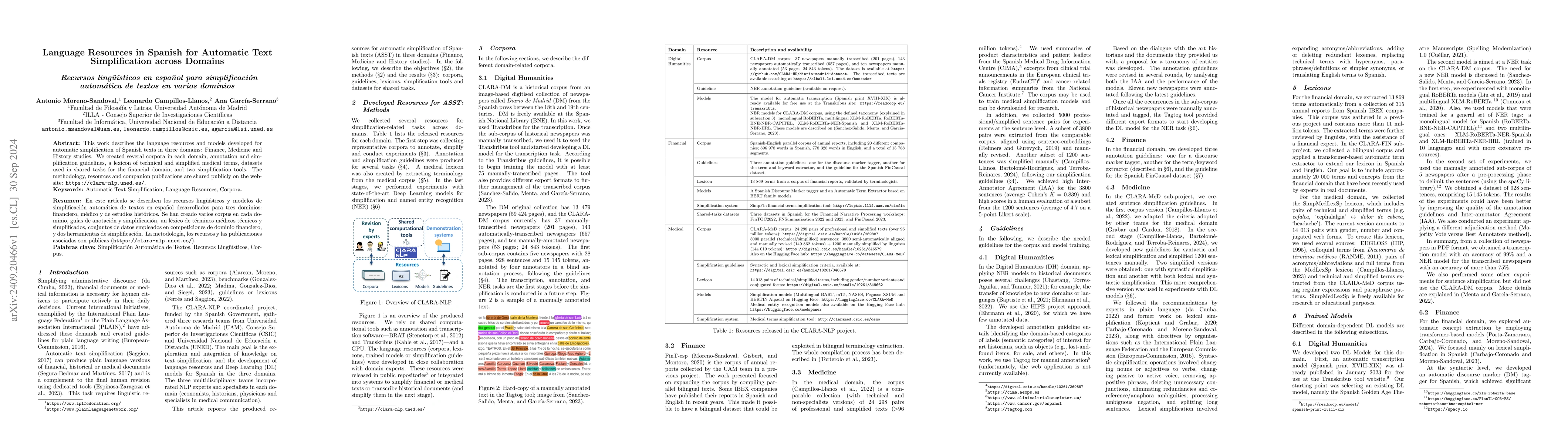 Thumbnail for Language Resources in Spanish for Automatic Text Simplification across
  Domains