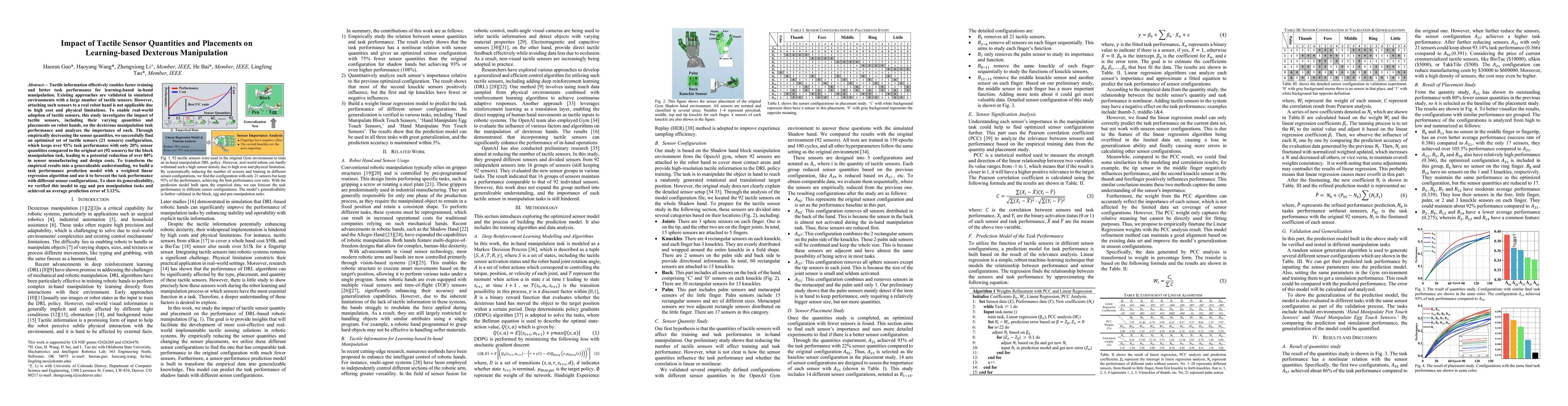 Thumbnail for Impact of Tactile Sensor Quantities and Placements on Learning-based
  Dexterous Manipulation