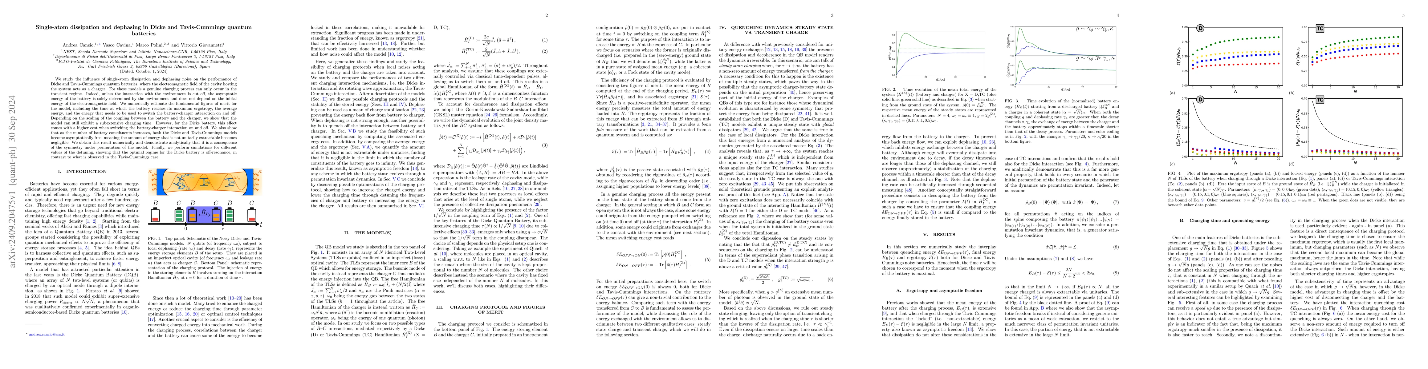 Thumbnail for Single-atom dissipation and dephasing in Dicke and Tavis-Cummings
  quantum batteries