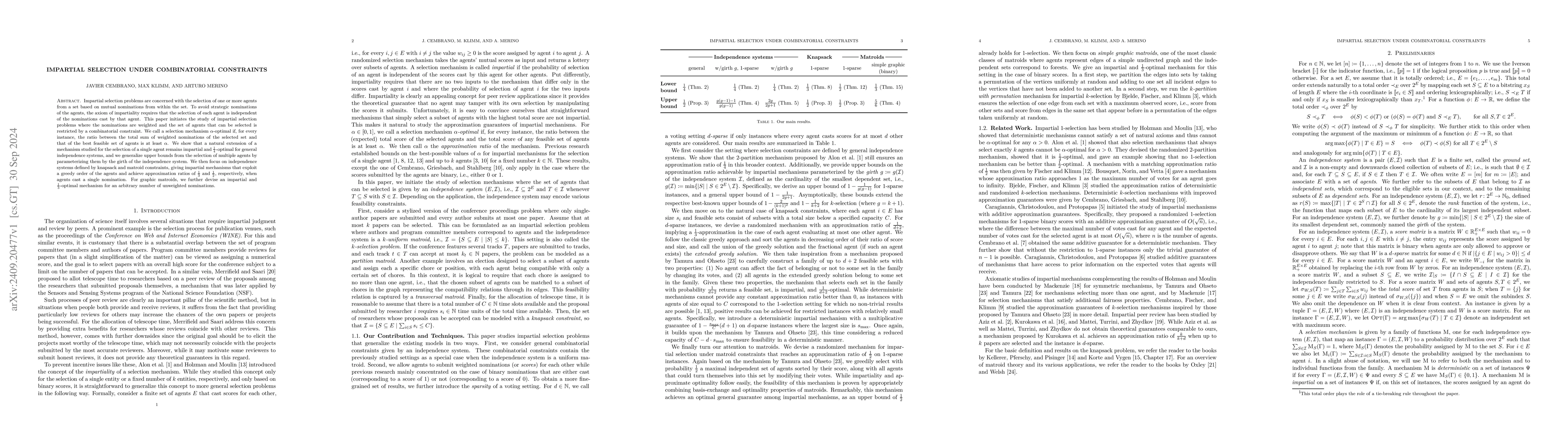 Thumbnail for Impartial Selection Under Combinatorial Constraints