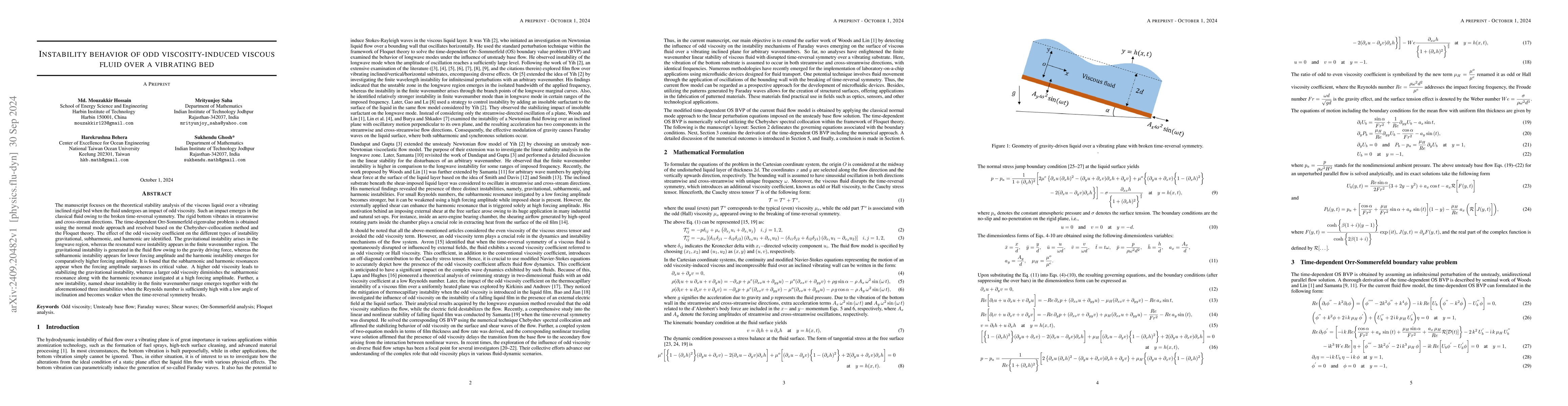Thumbnail for Instability behavior of odd viscosity-induced viscous fluid over a
  vibrating bed