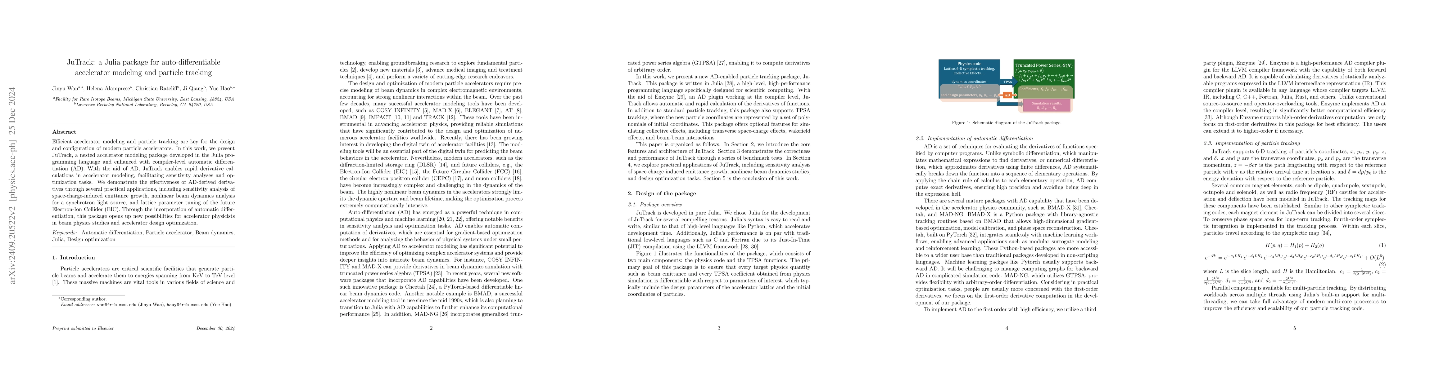 Thumbnail for JUTRACK: a Julia package for auto-differentiable accelerator modeling
  and particle tracking