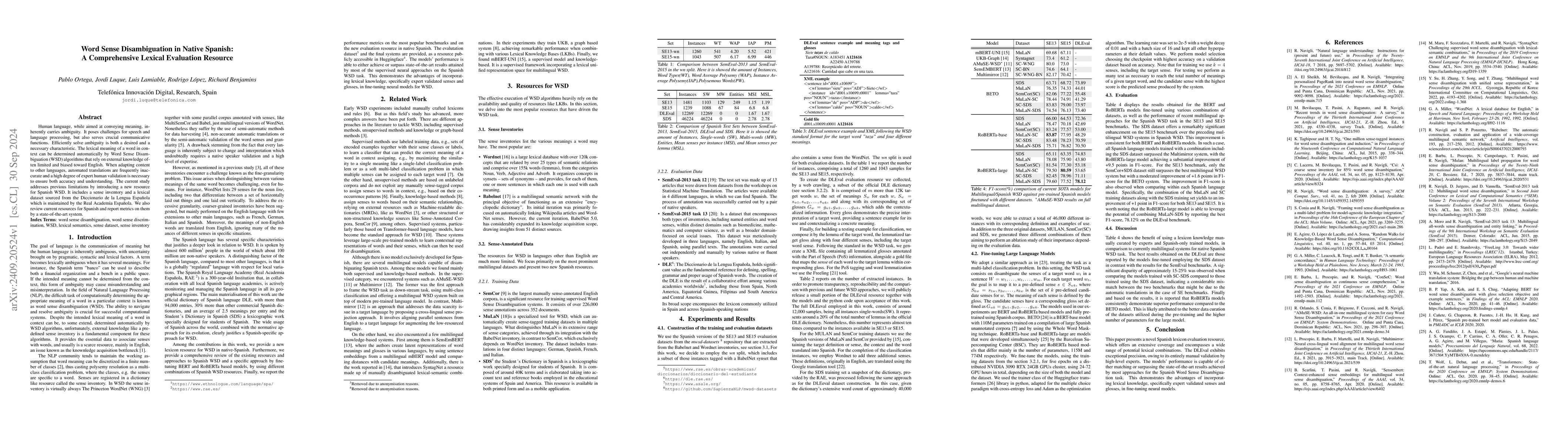 Thumbnail for Word Sense Disambiguation in Native Spanish: A Comprehensive Lexical
  Evaluation Resource