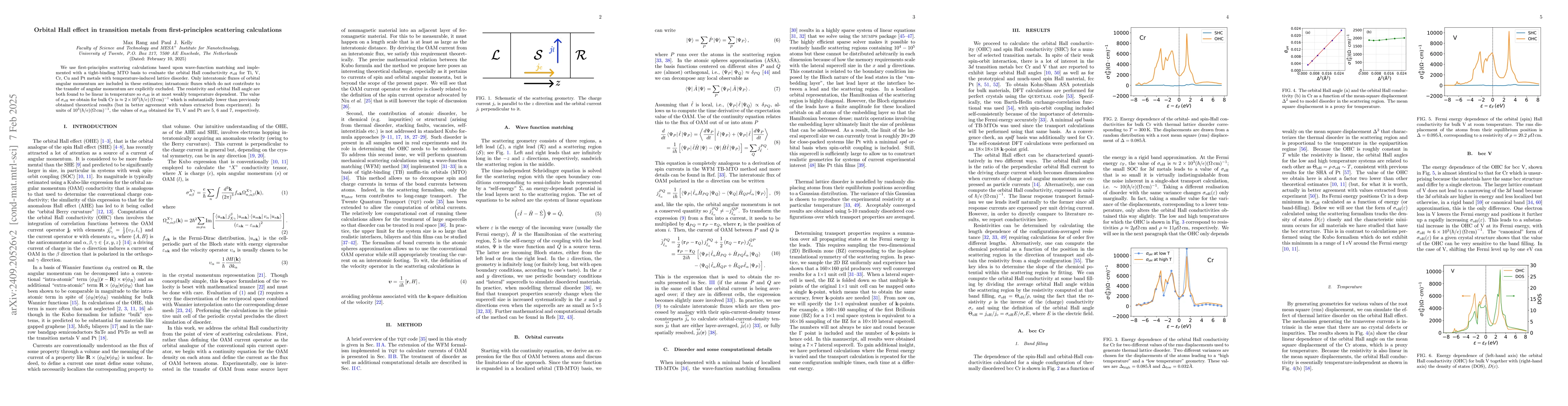 Thumbnail for Orbital Hall effect in transition metals from first-principles
  scattering calculations