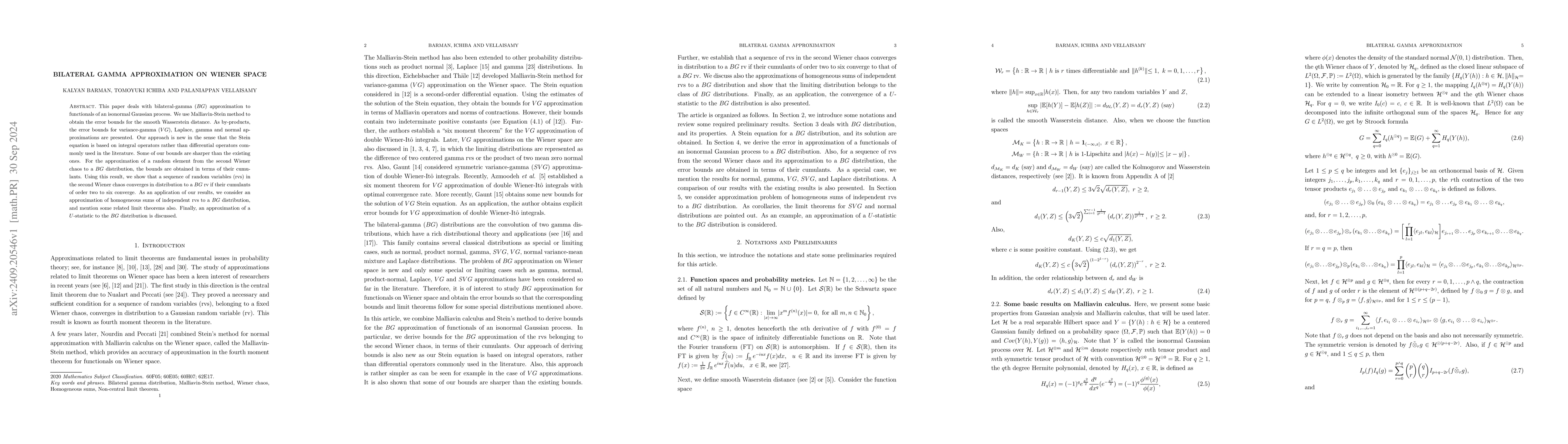 Thumbnail for Bilateral Gamma Approximation in Weiner Space