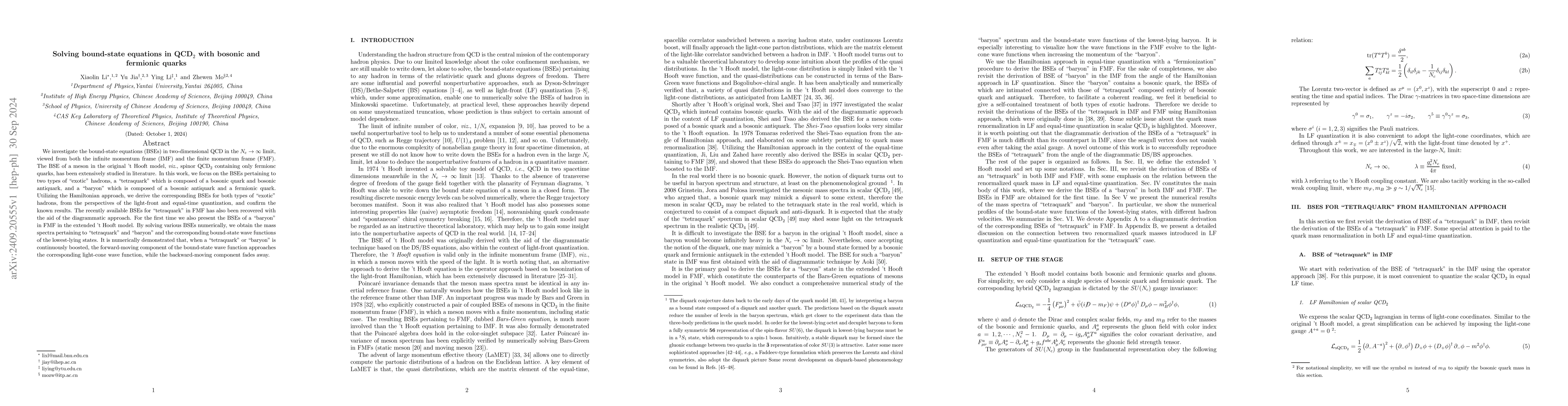 Thumbnail for Solving bound-state equations in $\text{QCD}_2$ with bosonic and
  fermionic quarks