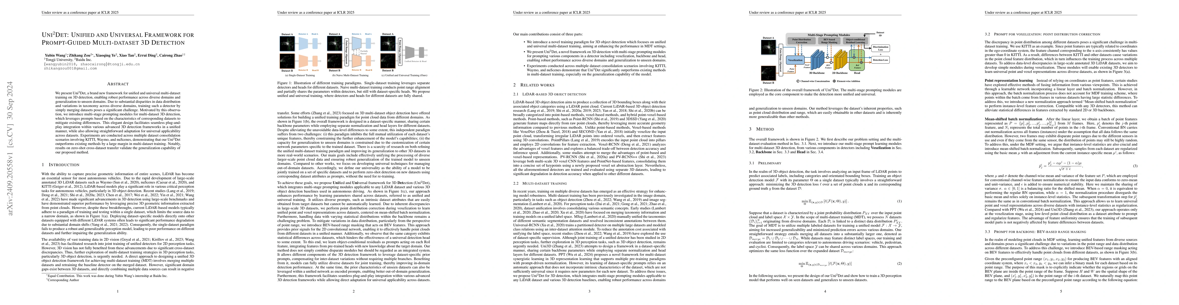 Thumbnail for Uni$^2$Det: Unified and Universal Framework for Prompt-Guided
  Multi-dataset 3D Detection