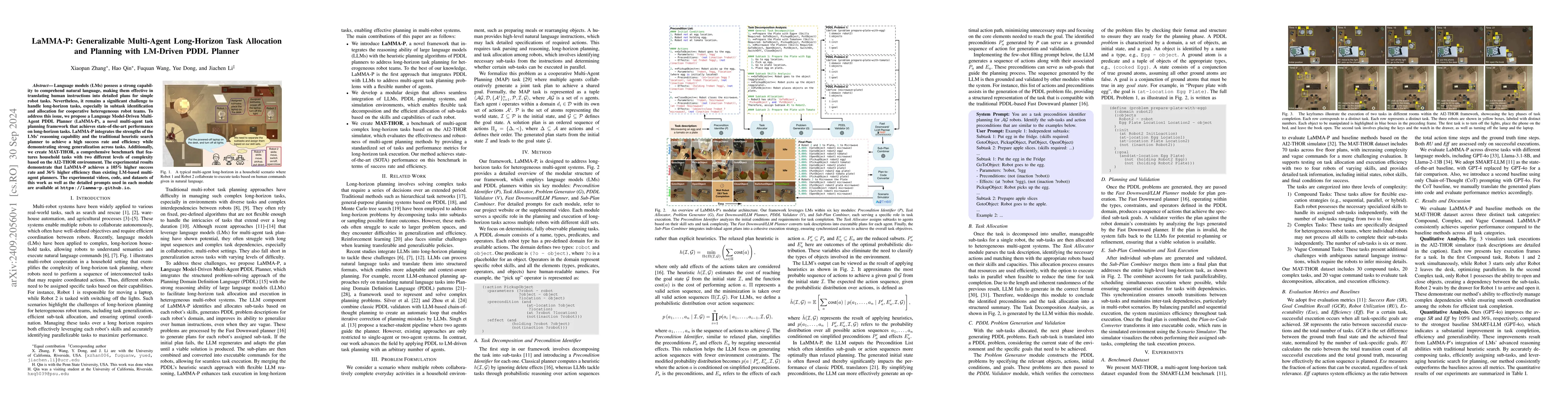 Thumbnail for LaMMA-P: Generalizable Multi-Agent Long-Horizon Task Allocation and
  Planning with LM-Driven PDDL Planner