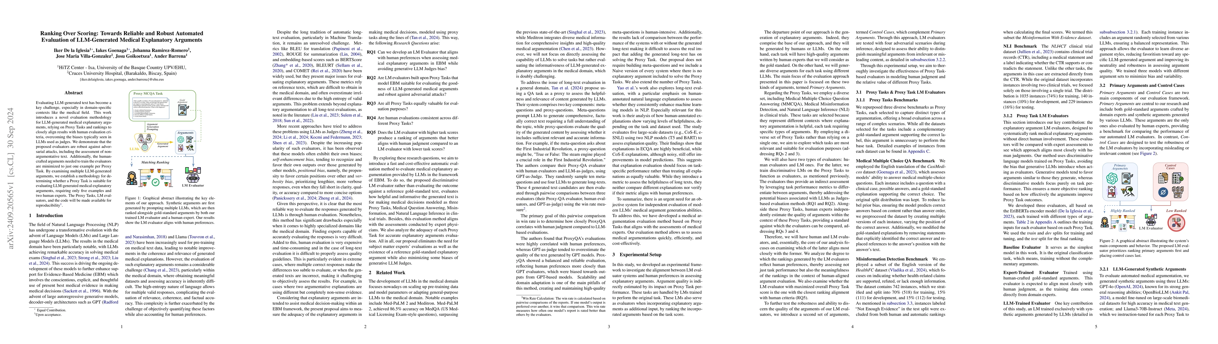 Thumbnail for Ranking Over Scoring: Towards Reliable and Robust Automated Evaluation
  of LLM-Generated Medical Explanatory Arguments