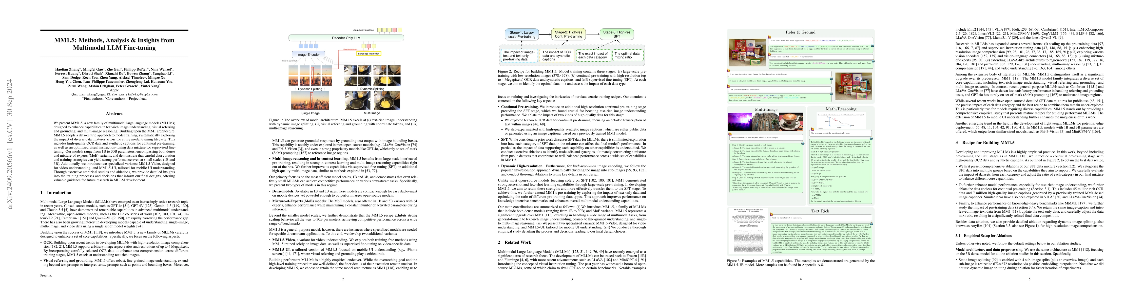 Thumbnail for MM1.5: Methods, Analysis & Insights from Multimodal LLM Fine-tuning