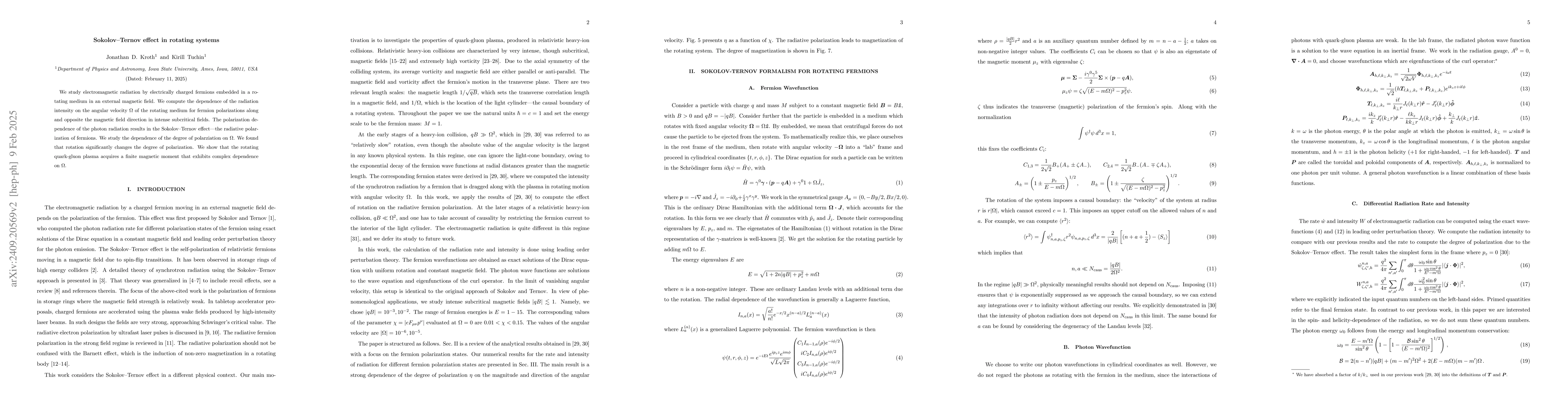 Thumbnail for Sokolov--Ternov effect in rotating systems