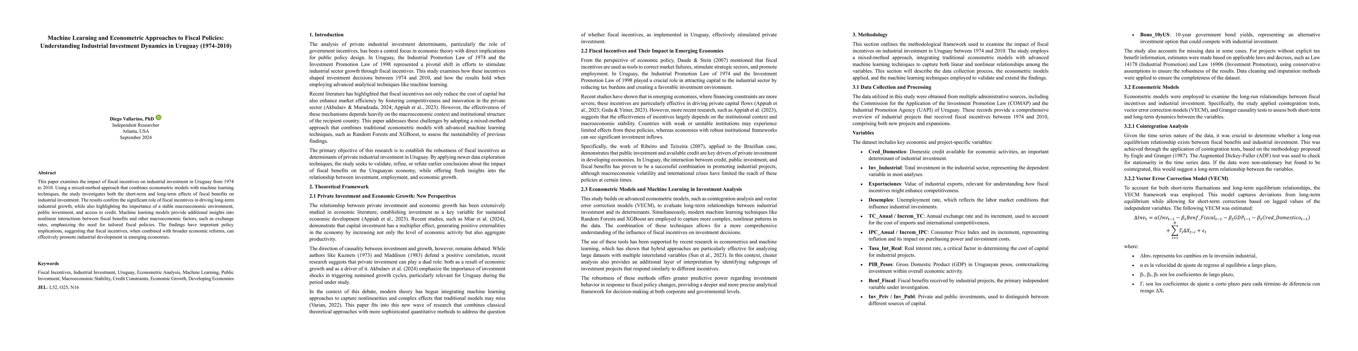 Thumbnail for Machine Learning and Econometric Approaches to Fiscal Policies:
  Understanding Industrial Investment Dynamics in Uruguay (1974-2010)