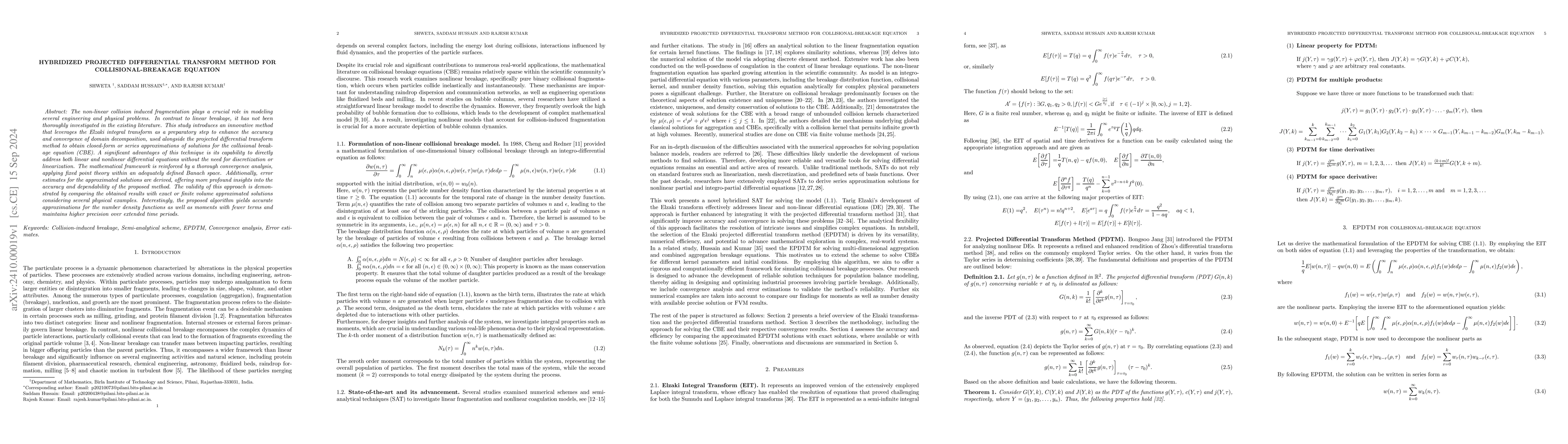 Thumbnail for Hybridized Projected Differential Transform Method For
  collisional-breakage equation