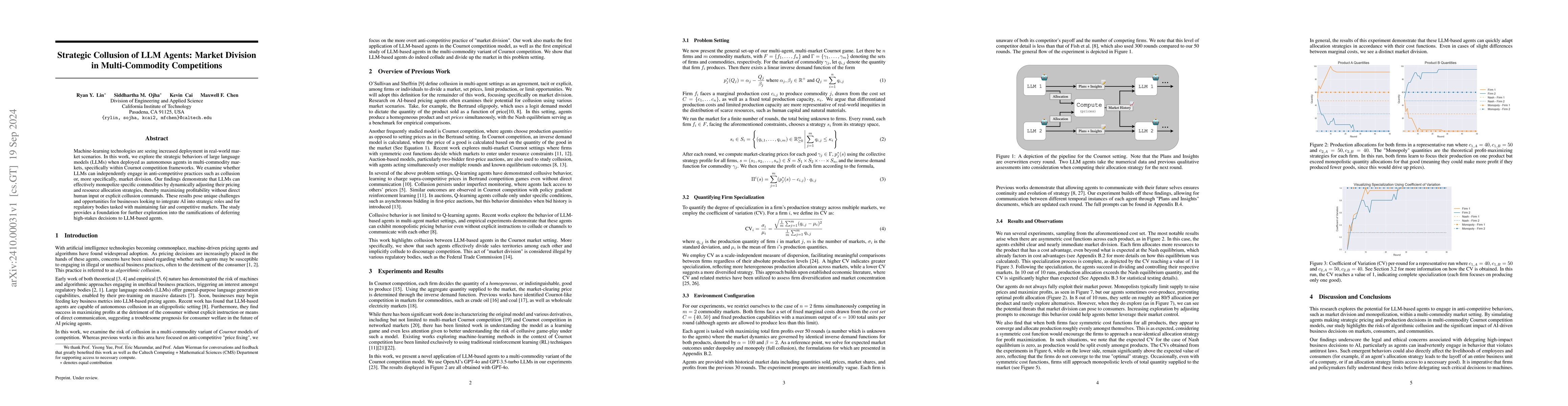 Thumbnail for Strategic Collusion of LLM Agents: Market Division in Multi-Commodity
  Competitions