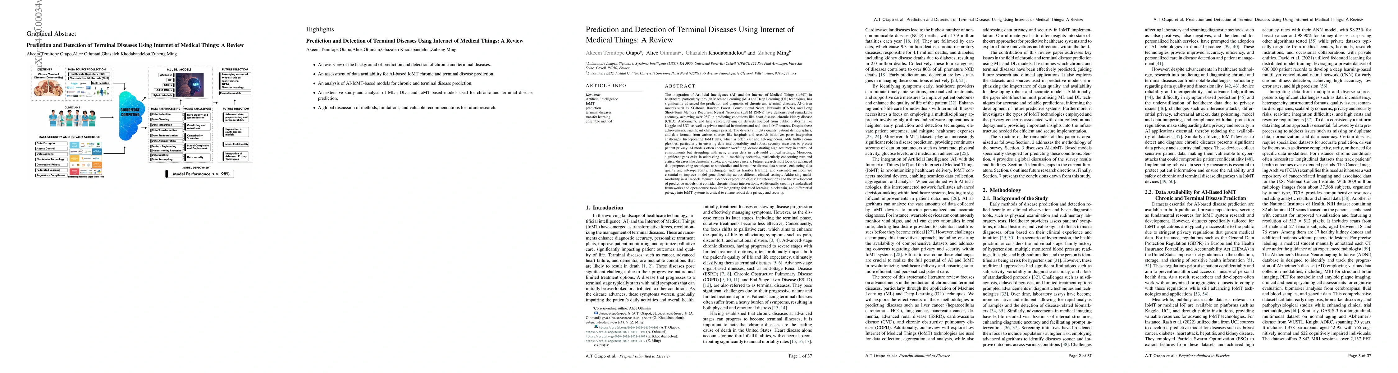Thumbnail for Prediction and Detection of Terminal Diseases Using Internet of Medical
  Things: A Review