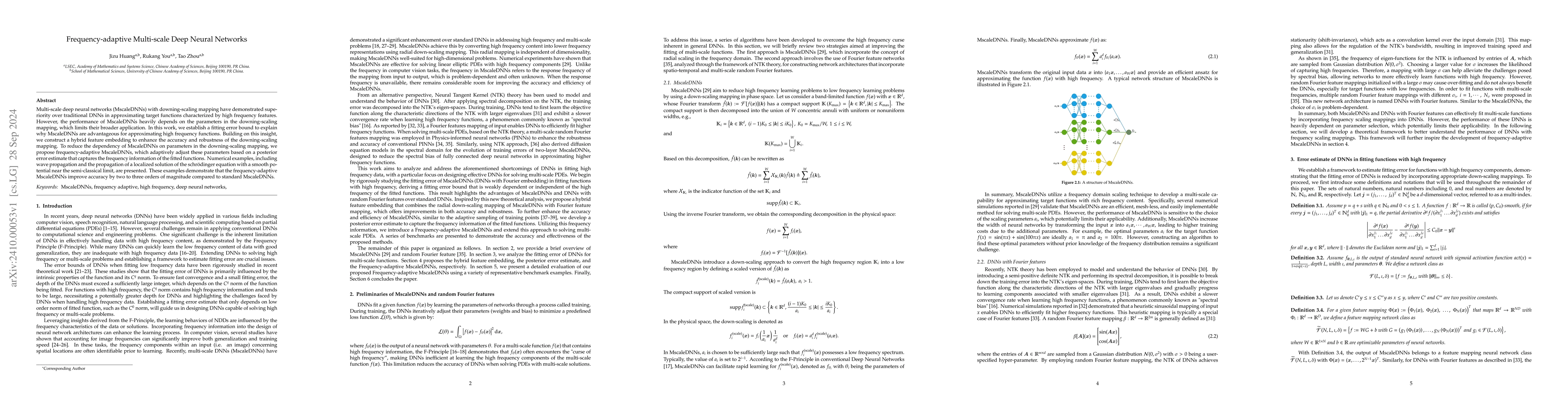 Thumbnail for Frequency-adaptive Multi-scale Deep Neural Networks