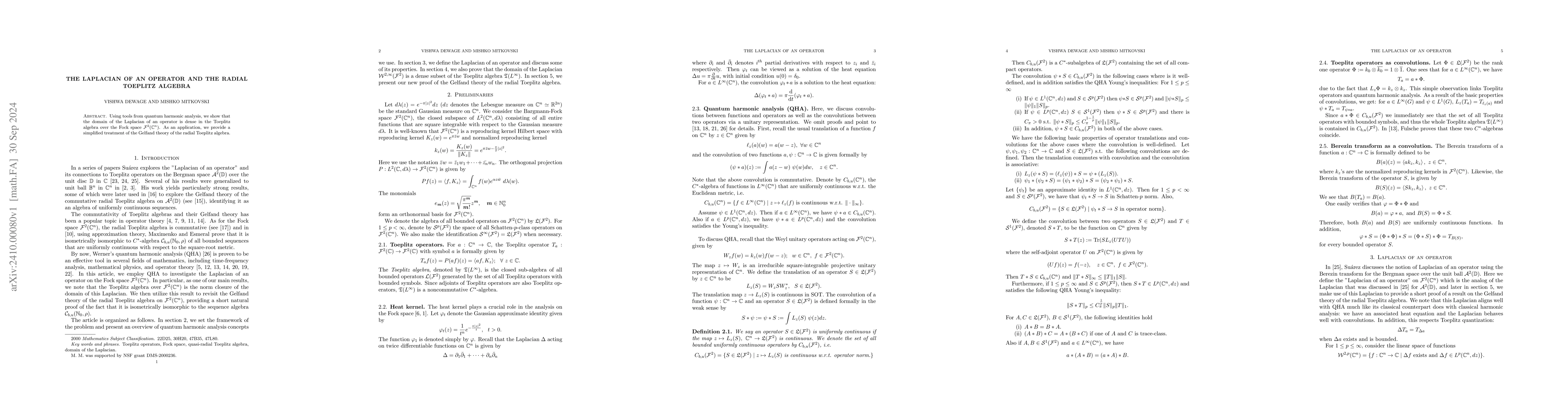 Thumbnail for The Laplacian of an operator and the radial Toeplitz algebra