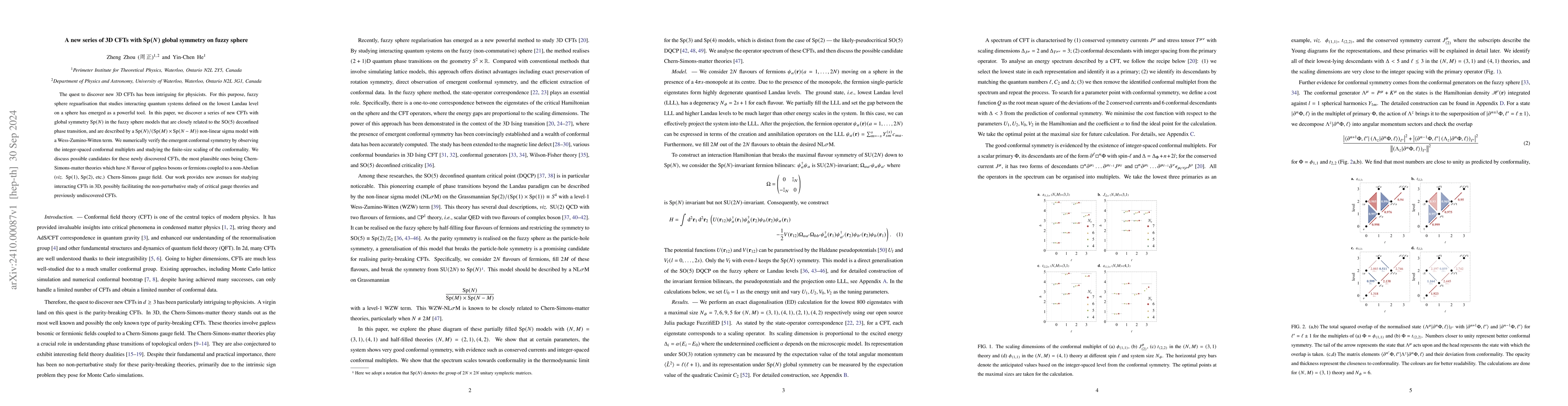 Thumbnail for A new series of 3D CFTs with $\mathrm{Sp}(N)$ global symmetry on fuzzy
  sphere