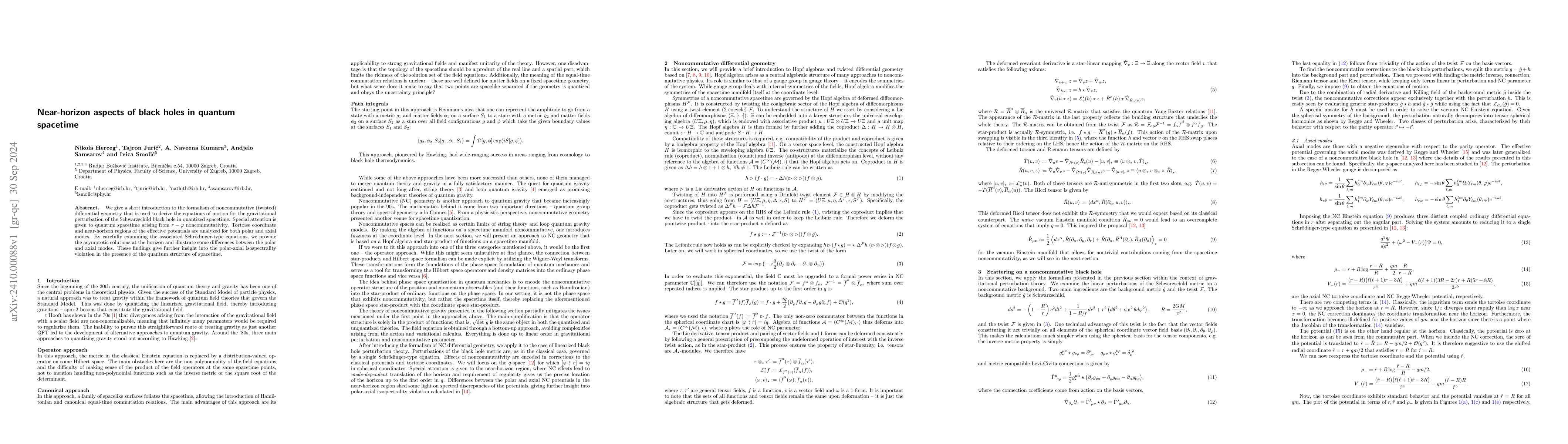 Thumbnail for Near-horizon aspects of black holes in quantum spacetime