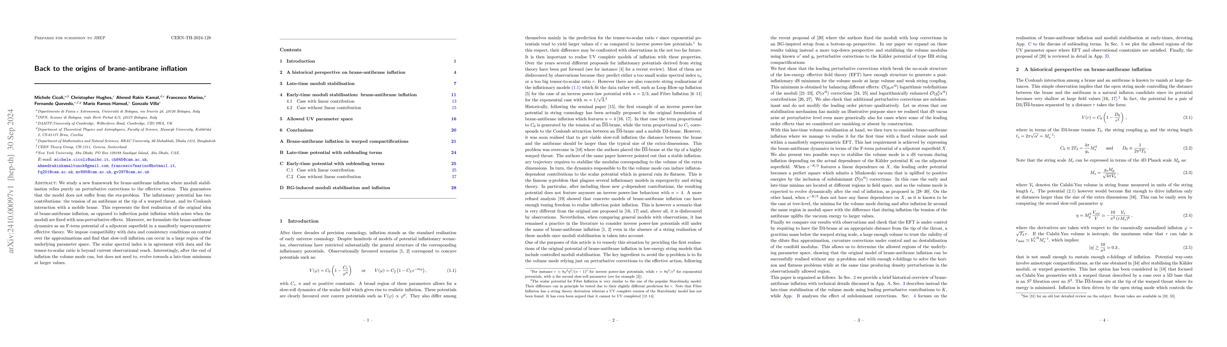 Thumbnail for Back to the origins of brane-antibrane inflation