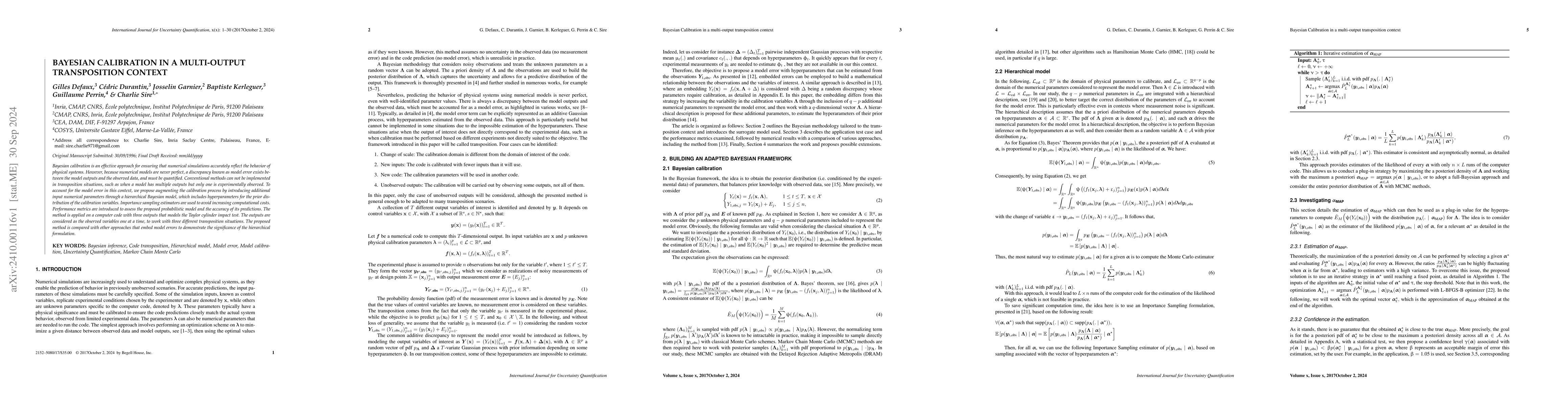 Thumbnail for Bayesian Calibration in a multi-output transposition context