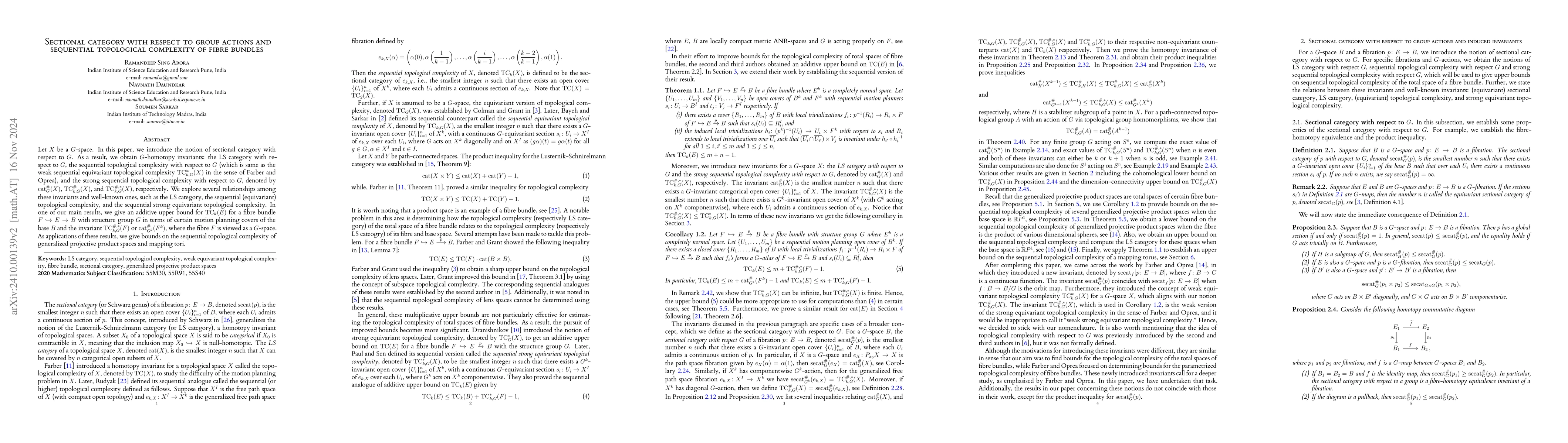 Thumbnail for Sectional category with respect to group actions and sequential
  topological complexity of fibre bundles