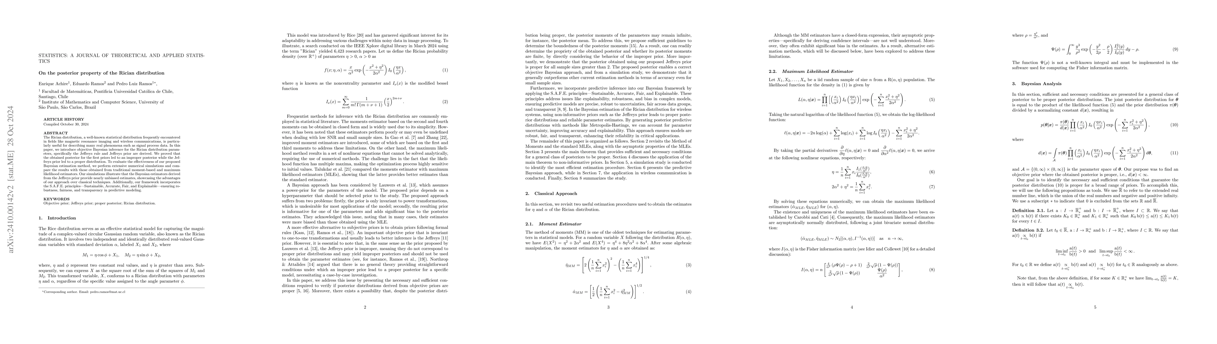 Thumbnail for On the posterior property of the Rician distribution