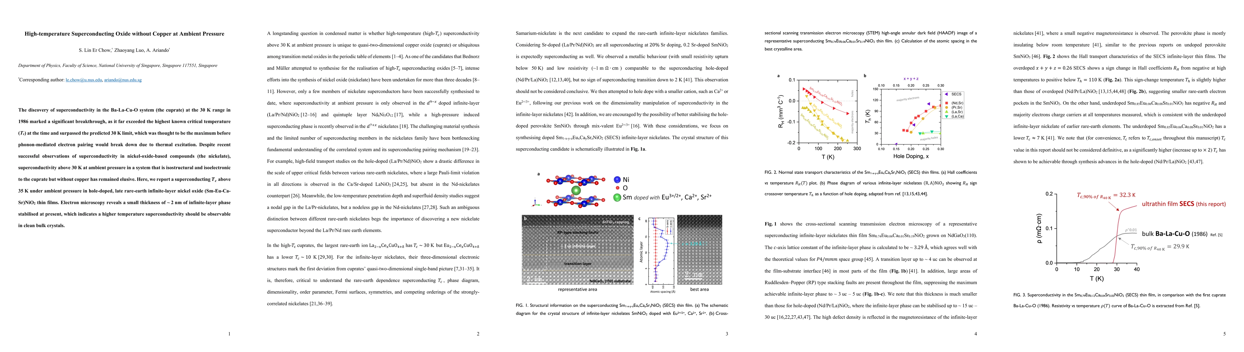 Thumbnail for High-temperature Superconducting Oxide without Copper at Ambient
  Pressure
