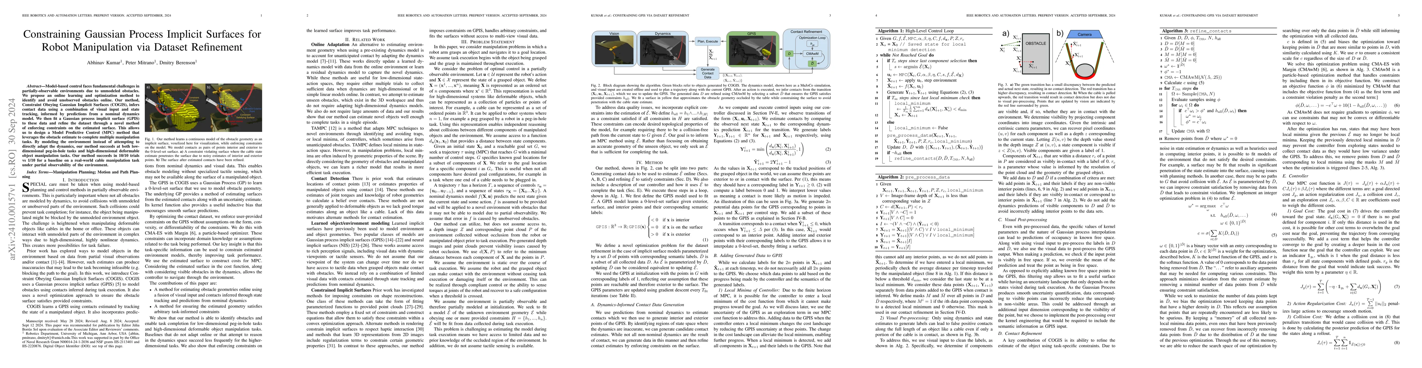 Thumbnail for Constraining Gaussian Process Implicit Surfaces for Robot Manipulation
  via Dataset Refinement