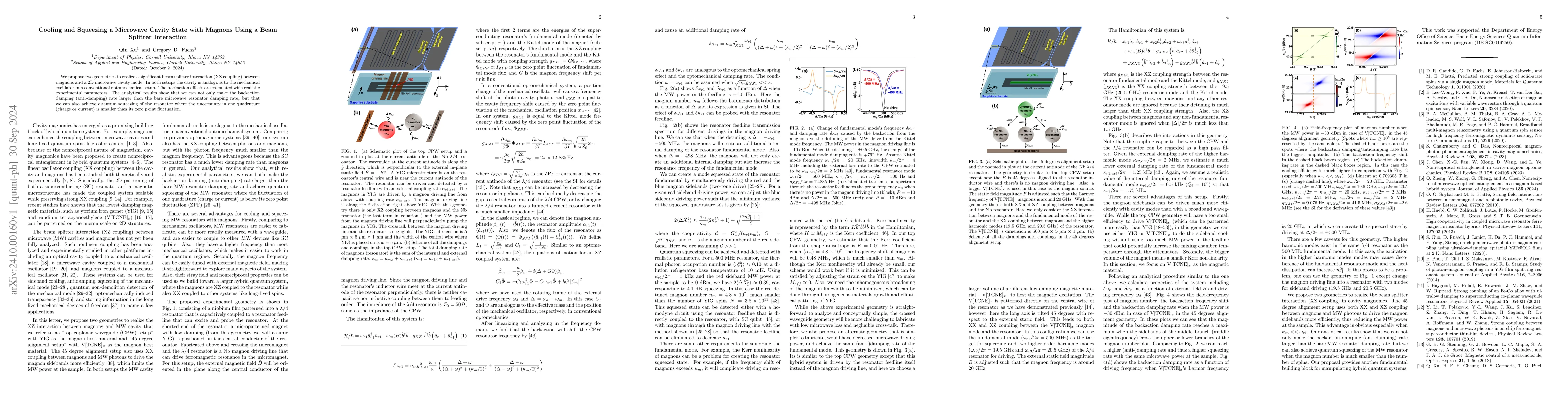 Thumbnail for Cooling and Squeezing a Microwave Cavity State with Magnons Using a Beam
  Splitter Interaction