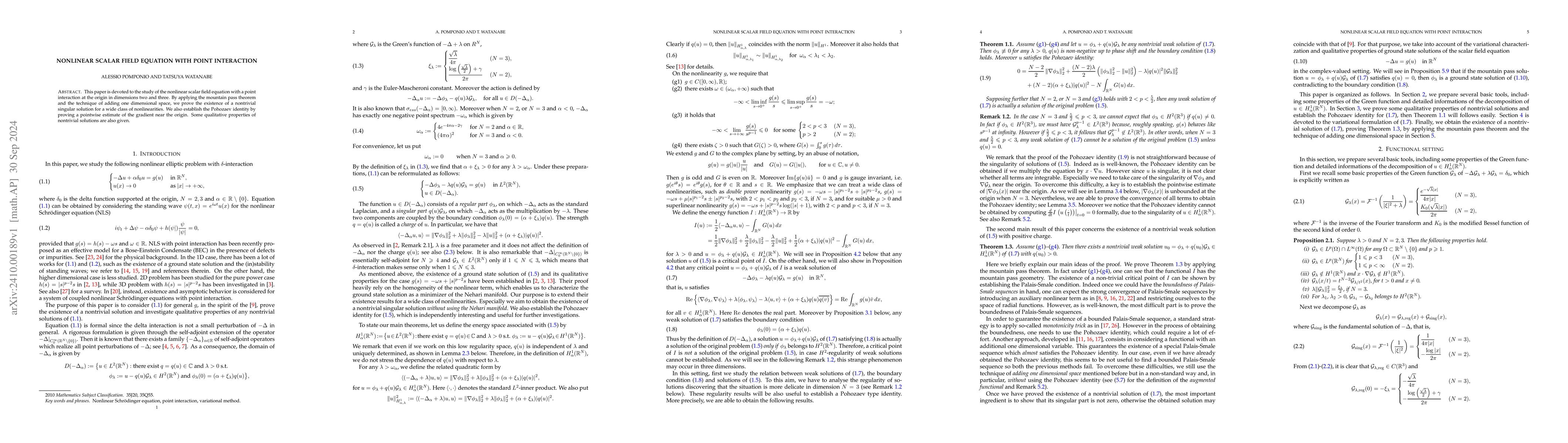 Thumbnail for Nonlinear scalar field equation with point interaction