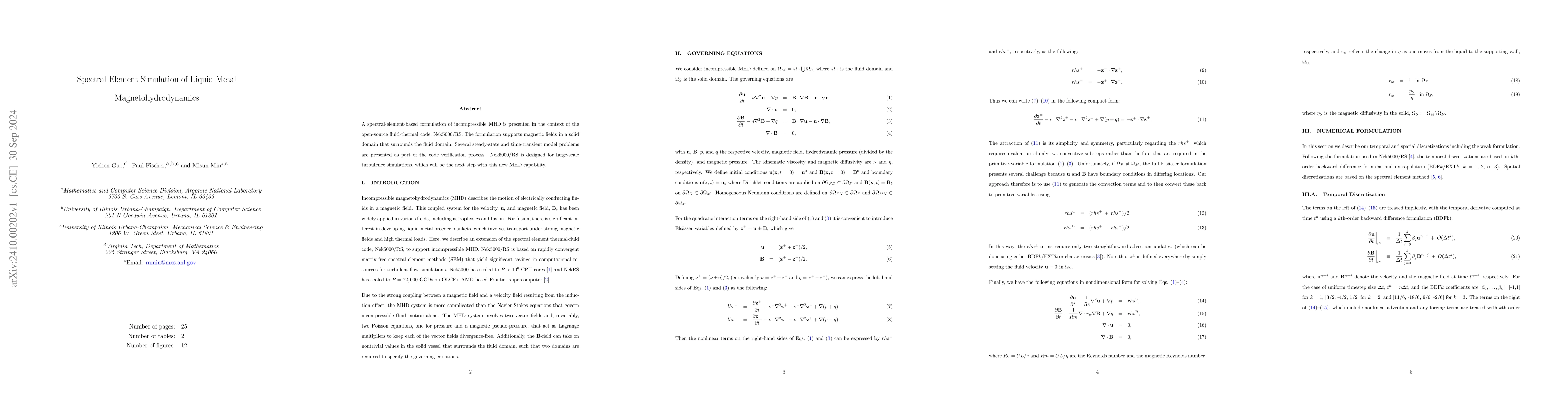 Thumbnail for Spectral Element Simulation of Liquid Metal Magnetohydrodynamics