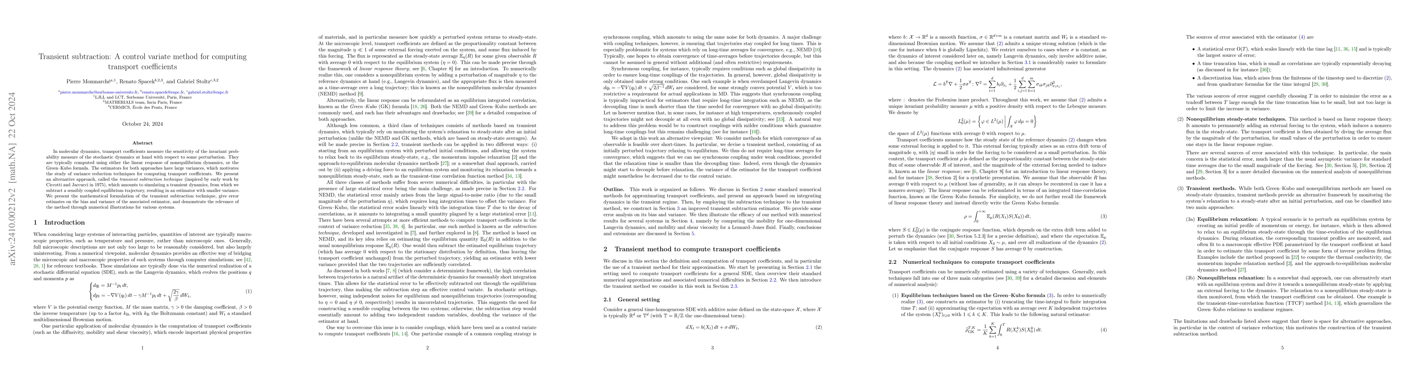 Thumbnail for Transient subtraction: A control variate method for computing transport
  coefficients