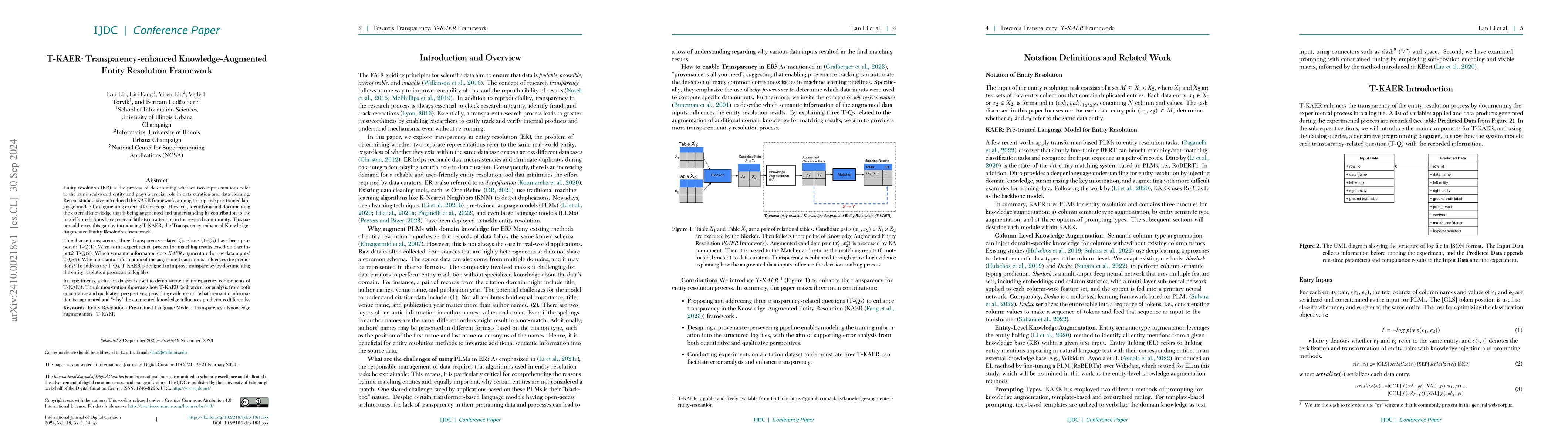 Thumbnail for T-KAER: Transparency-enhanced Knowledge-Augmented Entity Resolution
  Framework