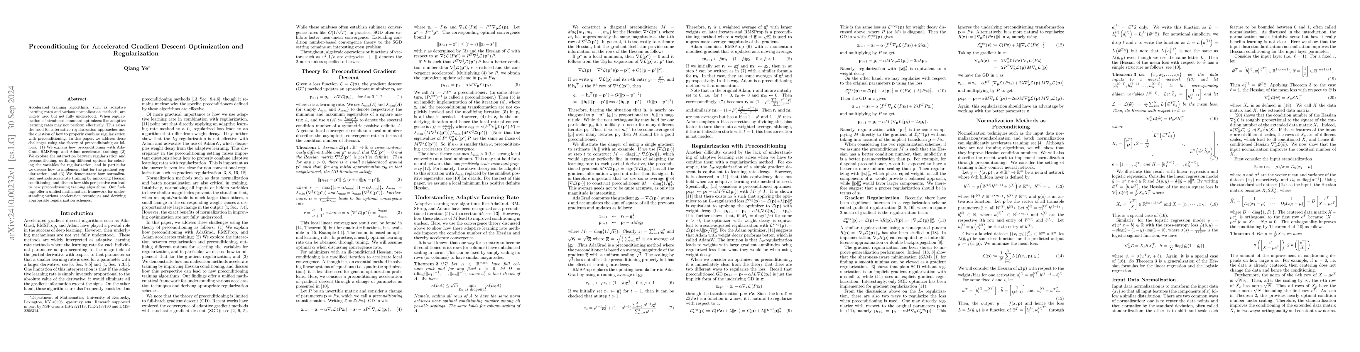 Thumbnail for Preconditioning for Accelerated Gradient Descent Optimization and
  Regularization