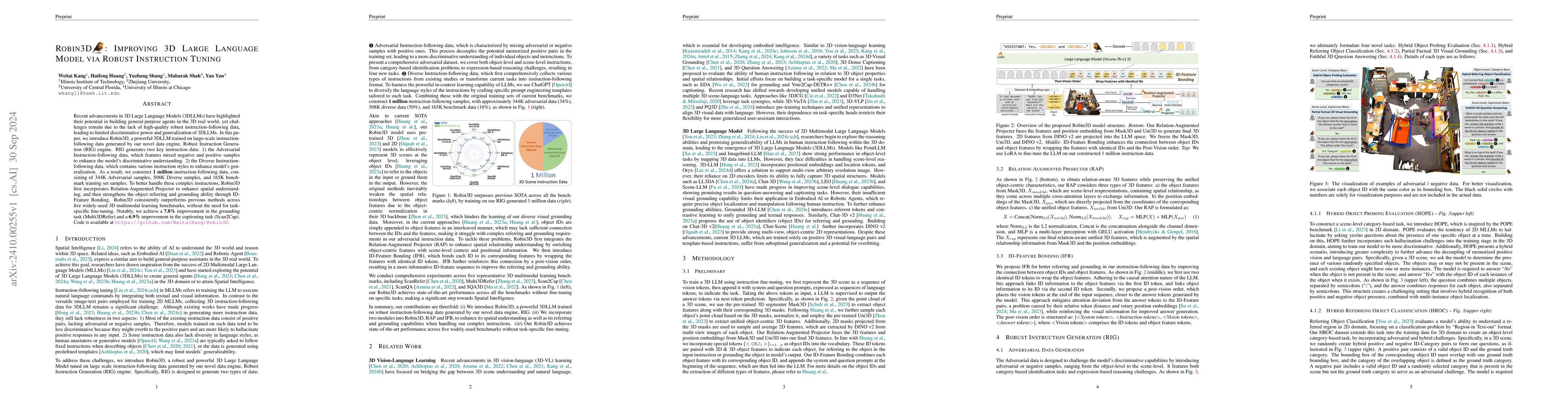 Thumbnail for Robin3D: Improving 3D Large Language Model via Robust Instruction Tuning